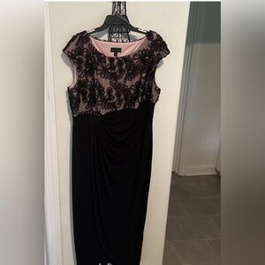Connected Apparel Black and Pink Floral Maxi Dress